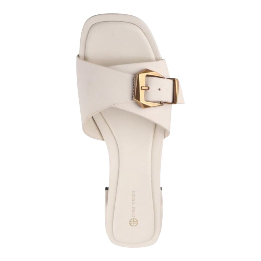 Giani Bernini Women's Kamilla Leather Buckle Block Heel Sandals White Size 8 - Picture 3 of 3